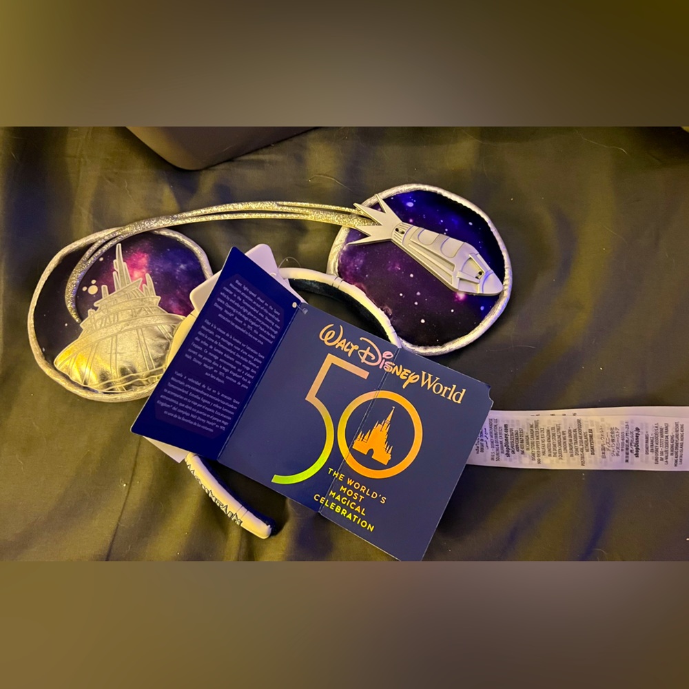Authentic DISNEY Space Mountain Mickey Ears Headband WDW 50Th Anniversary